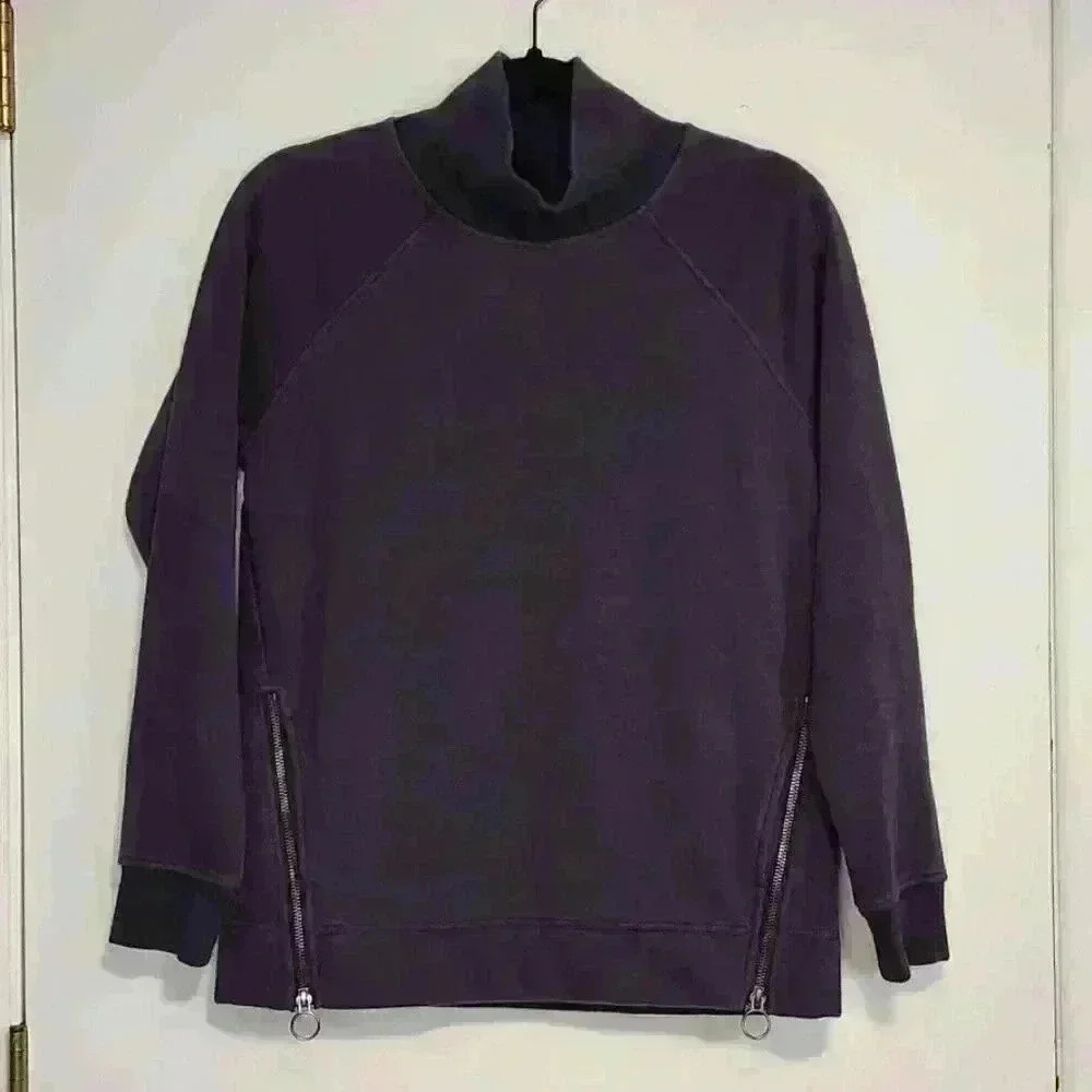 Athleta Cozy Karma‎ Side Zip Funnel Neck Pullover XS Spring Night Style 510382